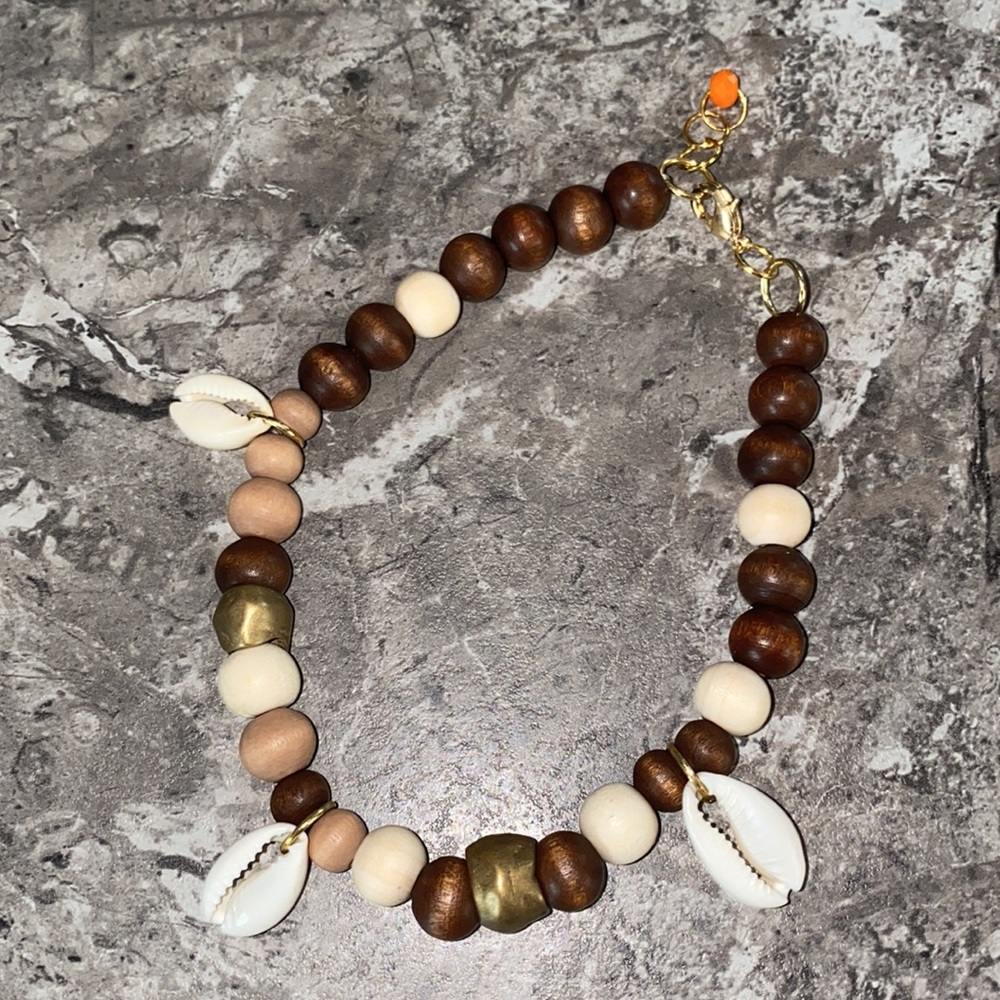 Wood & shell anklet & bracelet set - Picture 2 of 4